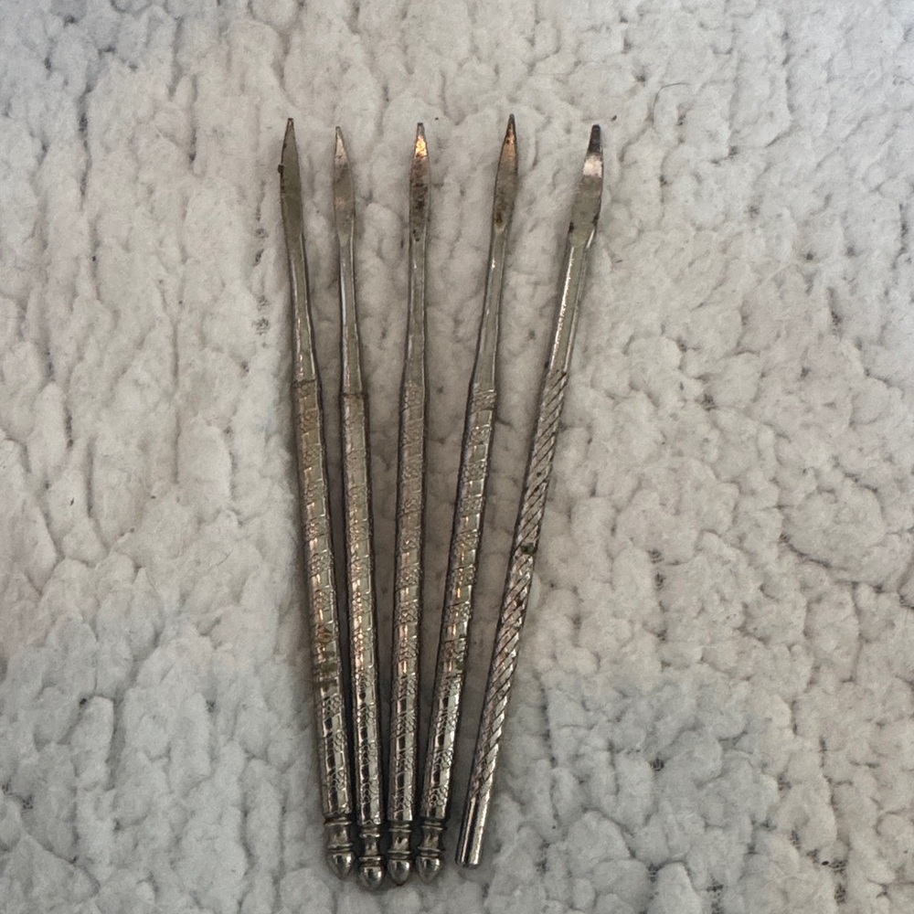 Vintage Metal Nut Picks, set of 4 plus one other